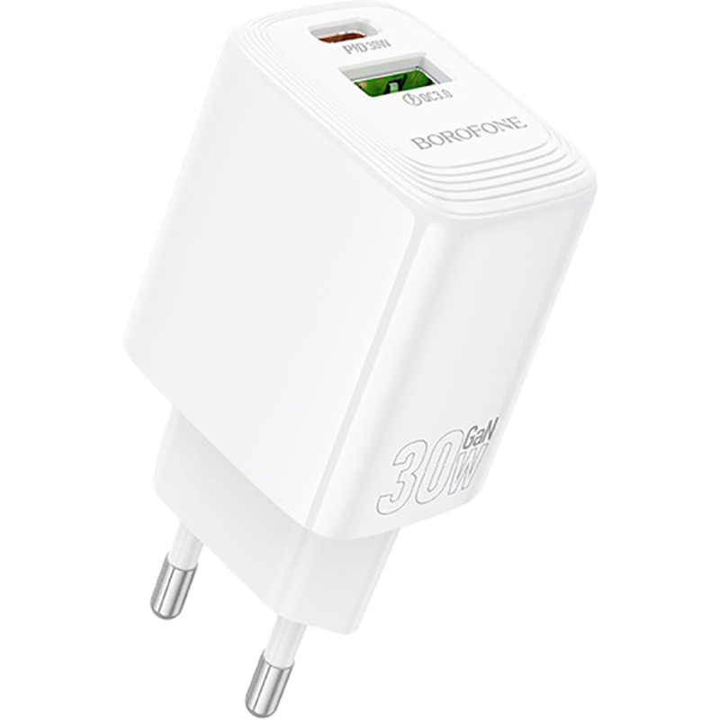 Зарядний пристрій Borofone BN29 Fuente PD30W+QC3.0 charger EU White (6941991120329)
