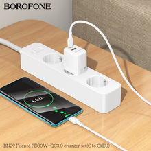 Зарядний пристрій Borofone BN29 Fuente PD30W+QC3.0 charger EU White (6941991120329)