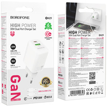 Зарядний пристрій Borofone BN29 Fuente PD30W+QC3.0 charger set C to C EU White (6941991120343)