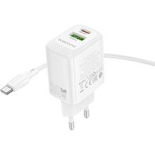 Зарядний пристрій Borofone BN29 Fuente PD30W+QC3.0 charger set C to C EU White (6941991120343)