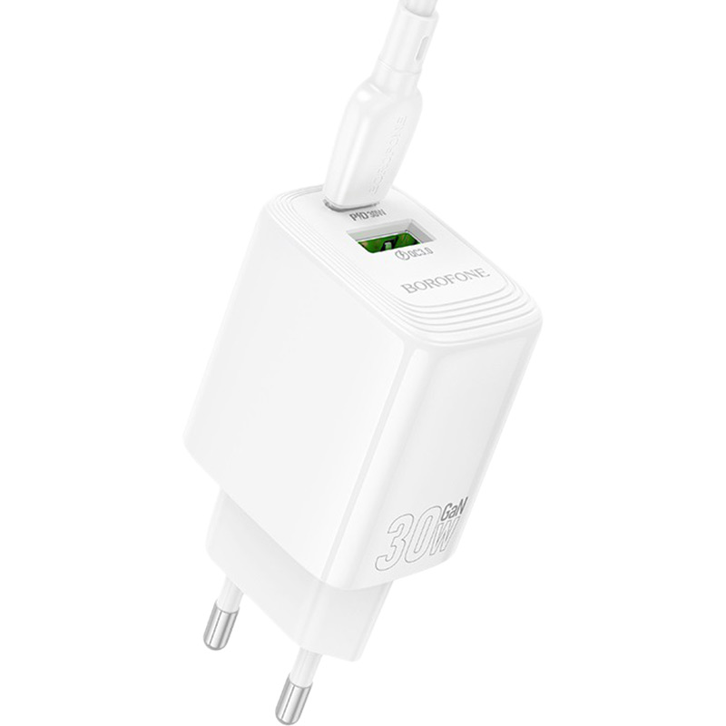 Зарядний пристрій Borofone BN29 Fuente PD30W+QC3.0 charger set C to C EU White (6941991120343) Потужність 30
