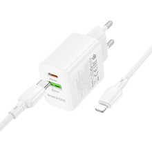 Зарядний пристрій BOROFONE BN29 Fuente PD30W+QC3.0 Charger Set (C to iP) (EU) White (6941991120336)