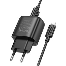 Сетевое зарядное устройство HOCO C140A Smart single port QC3.0 charger set(Micro)(EU) Black (6942007627801)