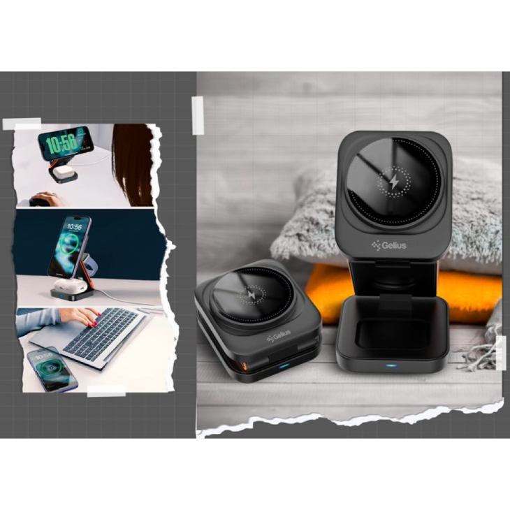 Зовнішній вигляд Бездротовий зарядний пристрій GELIUS Gravico 15W Black (00000100990)