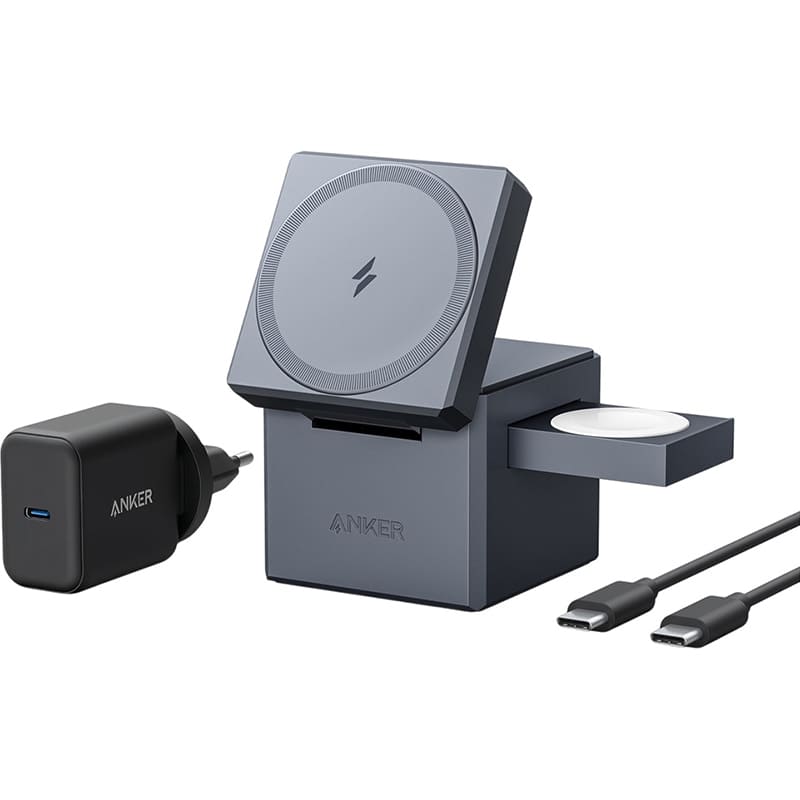 Бездротовий зарядний пристрій ANKER MagGo Wireless Charging Station 15W 3-in-1 Cube (Y1811G11) Бездротовий зарядний пристрій ANKER MagGo Wireless Charging Station 15W 3-in-1 Cube (Y1811G11)