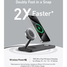 Беспроводное зарядное устройство ANKER MagGo Wireless Charging Station 15W 3-in-1 Pad Black (B25M1311)