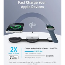 Беспроводное зарядное устройство ANKER MagGo Wireless Charging Pad 15W 3-in-1 Foldable (Black)