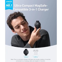 Беспроводное зарядное устройство ANKER MagGo Wireless Charging Pad 15W 3-in-1 Foldable (Black)