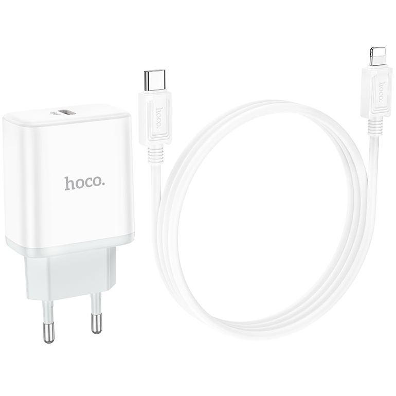 Сетевое зарядное устройство HOCO C104A PD20W White (6931474782908) Тип кабеля USB Type-C х Lightning