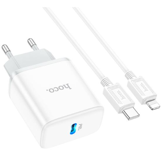 Сетевое зарядное устройство HOCO C104A PD20W White (6931474782908) Кабель съемный