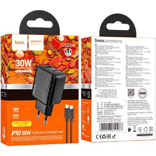Заказать Сетевое зарядное устройство HOCO CS23A PD30W Black (6942007609968)