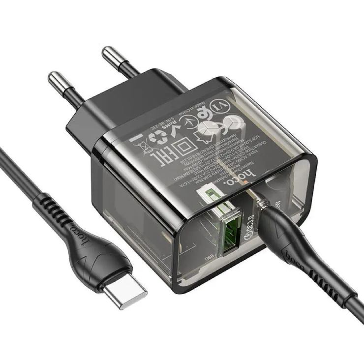 Зарядний пристрій HOCO N34 PD20W Transparent Black Тип мережевий зарядний пристрій