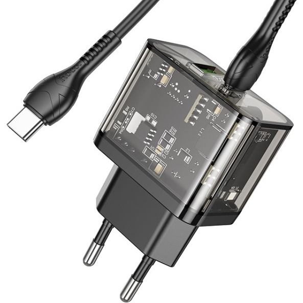 Зарядний пристрій HOCO N34 PD20W Transparent Black Кабель знімний