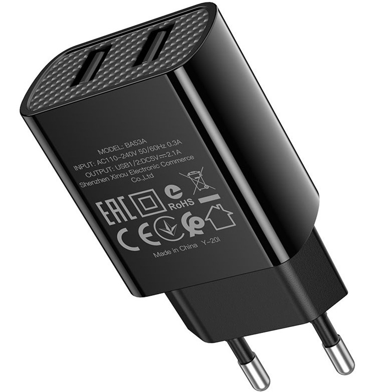 Мережевий зарядний пристрій BOROFONE BA53A 10.5W Black (6931474739131) Тип мережевий зарядний пристрій