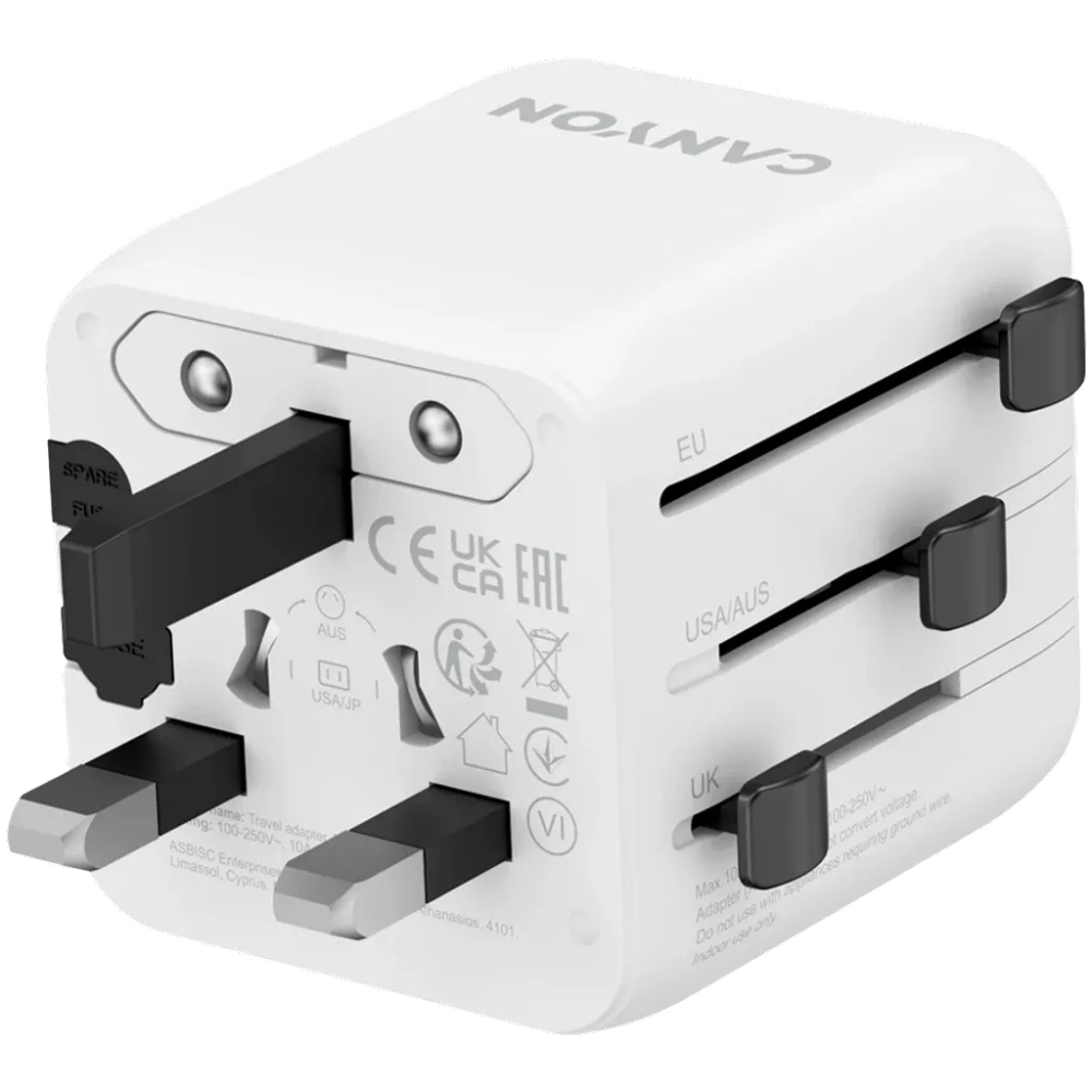 Зарядний пристрій CANYON OnTour One Travel Adapter EU/UK/US/AUS White (CNS-TA1005W) Тип мережевий зарядний пристрій