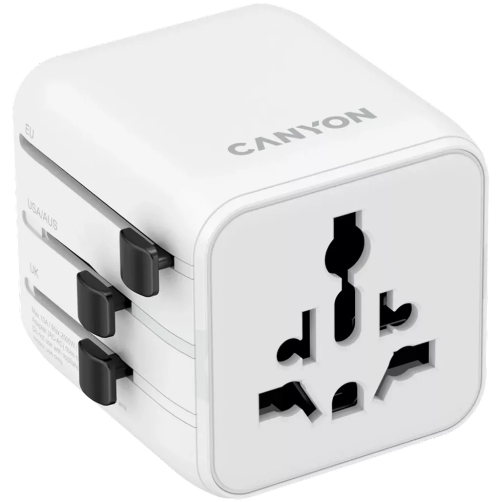 Зарядний пристрій CANYON OnTour One Travel Adapter EU/UK/US/AUS White (CNS-TA1005W)