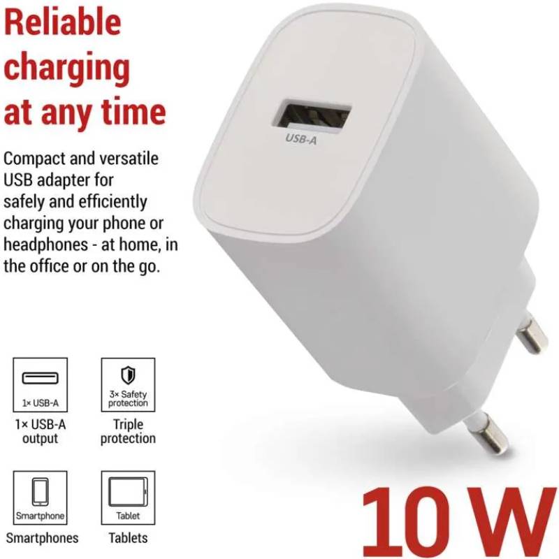 Сетевое зарядное устройство EMOS V01B10 USB-A 10W 220V Фото Сетевое зарядное устройство EMOS V01B10 USB-A 10W 220V