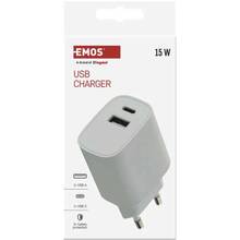 Сетевое зарядное устройство EMOS V02B15 USB-C USB-A 15W 220V Сетевое зарядное устройство EMOS V02B15 USB-C USB-A 15W 220V