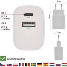 Сетевое зарядное устройство EMOS V02B15 USB-C USB-A 15W 220V Сетевое зарядное устройство EMOS V02B15 USB-C USB-A 15W 220V