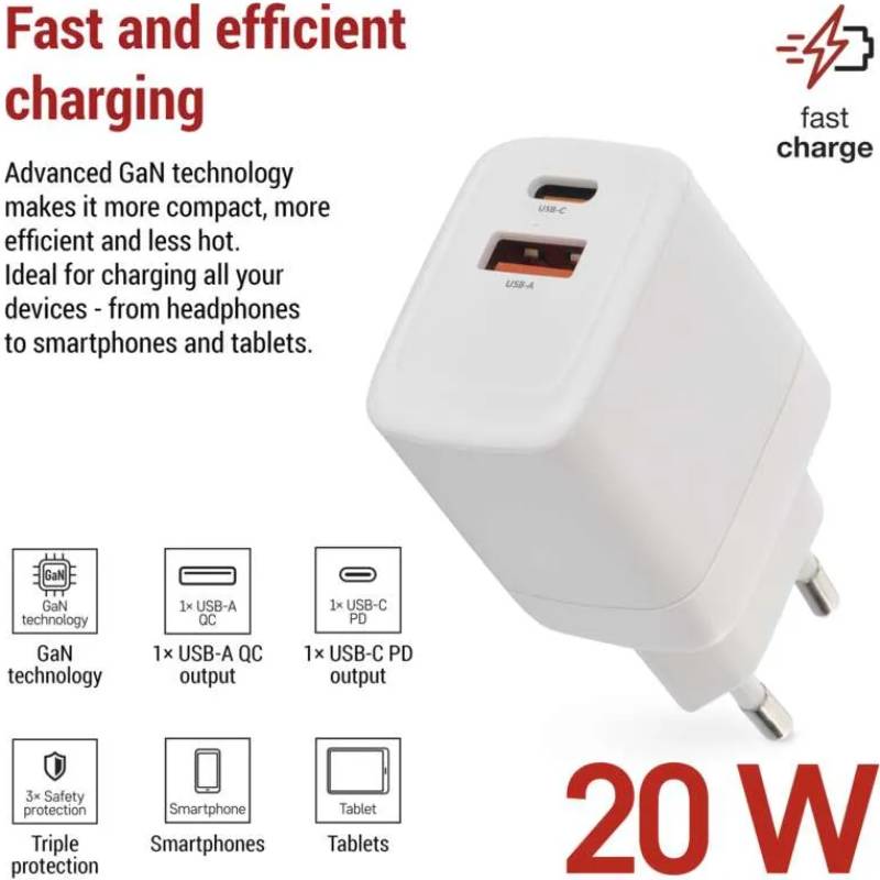 Сетевое зарядное устройство EMOS GAN PD 20W 220V Покупка Сетевое зарядное устройство EMOS GAN PD 20W 220V