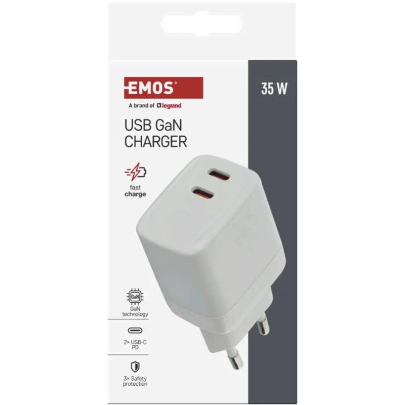 Сетевое зарядное устройство EMOS V03G35 GAN PD 35W 220V Внешний вид Сетевое зарядное устройство EMOS V03G35 GAN PD 35W 220V