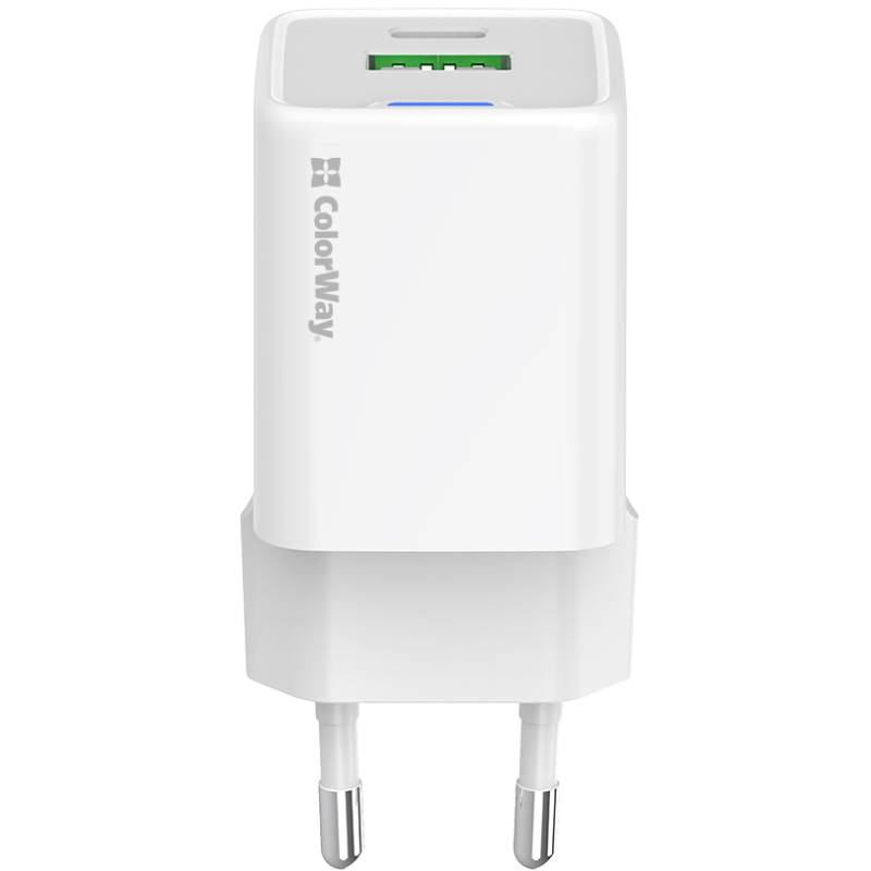 Сетевое зарядное устройство COLORWAY GaN Mini 20W (CW-CHS062PD-WT) Кабель отсутствует