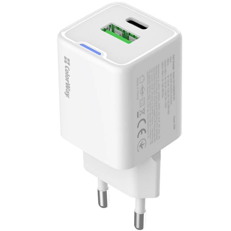 Сетевое зарядное устройство COLORWAY GaN Mini 20W (CW-CHS062PD-WT)