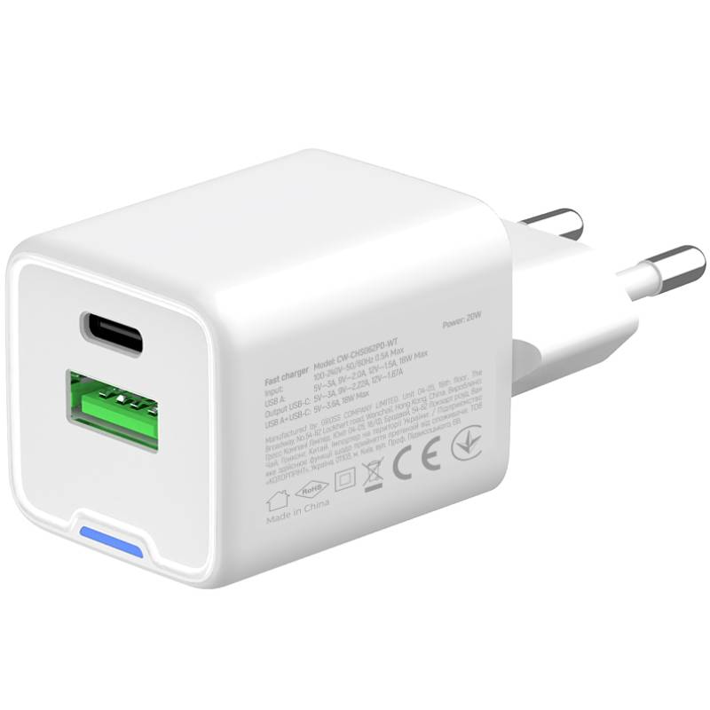 Сетевое зарядное устройство COLORWAY GaN Mini 20W (CW-CHS062PD-WT) Мощность 20