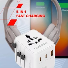 Зарядний пристрій CANYON OnTour 20 Travel Adapter EU/UK/US/AUS 20W White (CNS-TA20W1005W)