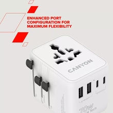 Зарядний пристрій CANYON OnTour 70 Travel Adapter EU/UK/US/AUS 70W White (CNS-TA70W1006W)