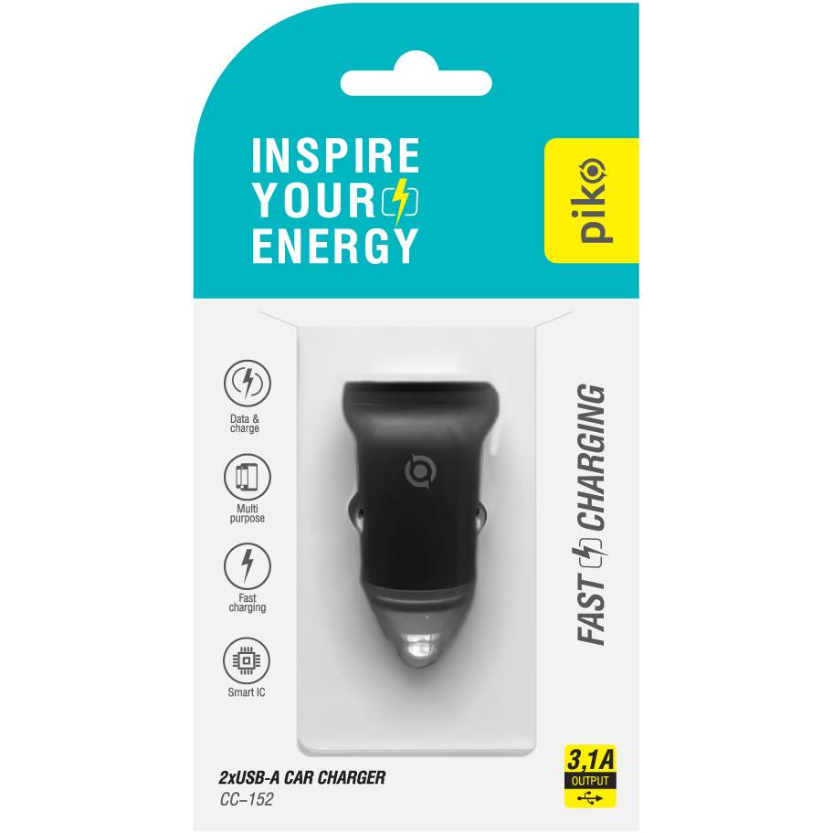 Автомобильное зарядное устройство PIKO 15W 2USB-А Black (CC-152) Тип сетевое зарядное устройство