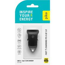 Автомобильное зарядное устройство PIKO 25W USB-A+USB-C QC+PD Black (CC-252)