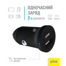 Автомобильное зарядное устройство PIKO 25W USB-A+USB-C QC+PD Black (CC-252)