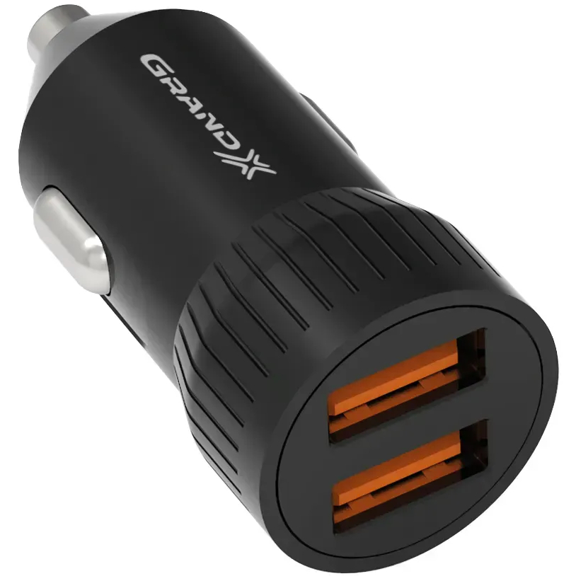Автомобильное зарядное устройство GRAND-X 2 USB 2,4А 12-24V Black (CH-20B)