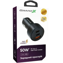 Автомобильное зарядное устройство GRAND-X 2 USB - Type-C 30W Black (CH-39B)