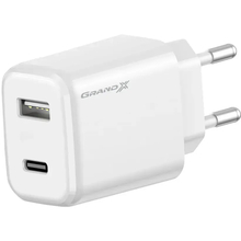 Сетевое зарядное устройство GRAND-X Fast Сharge PD3.0 QС4.0 AFC SCP FCP 1USB+1TypeC 20W White (CH-890)
