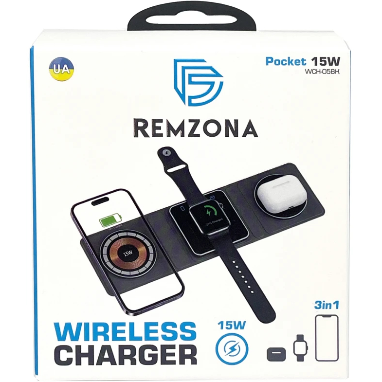 Бездротовий зарядний пристрій REMZONA Pocket 15W WCH-05BK Зовнішній вигляд Бездротовий зарядний пристрій REMZONA Pocket 15W WCH-05BK