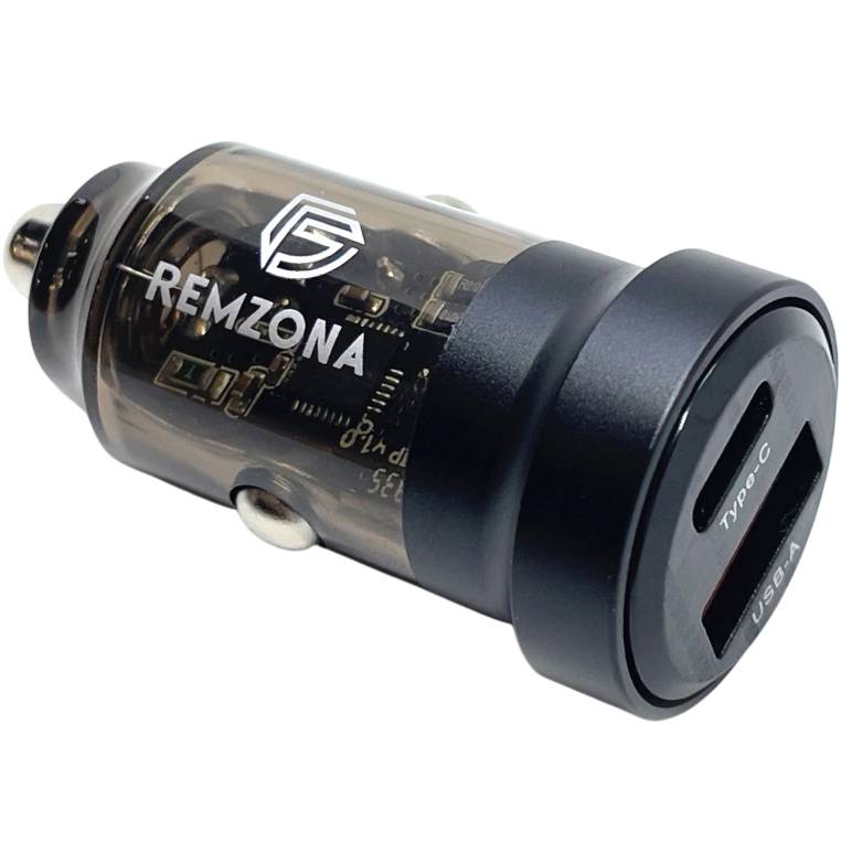 Автомобільний зарядний пристрій REMZONA Treneas Acey 30W CCAC-02BK USB+Type-C 3A 30W Black (6914067490428)
