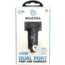 Автомобильное зарядное устройство REMZONA Treneas Acey 45W CCAC-03BK USB+Type-C 5A 45W Black (6914067490527)