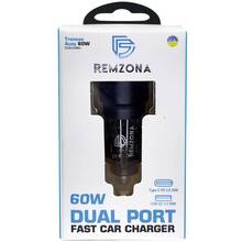 Автомобильное зарядное устройство REMZONA Treneas Acey 60W CCAC-04BK USB+Type-C 3A 60W Black (6914067490626)