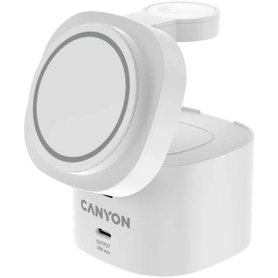 Беспроводное зарядное устройство CANYON OnCharge 405 с адаптером White (CNS-WCS405W) Количество беспроводных зон 3