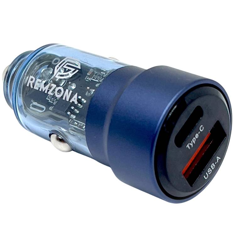 Автомобильное зарядное устройство REMZONA Treneas Acey 60W CCAC-04BL USB+Type-C 3A 60W Blue (6914067491128)
