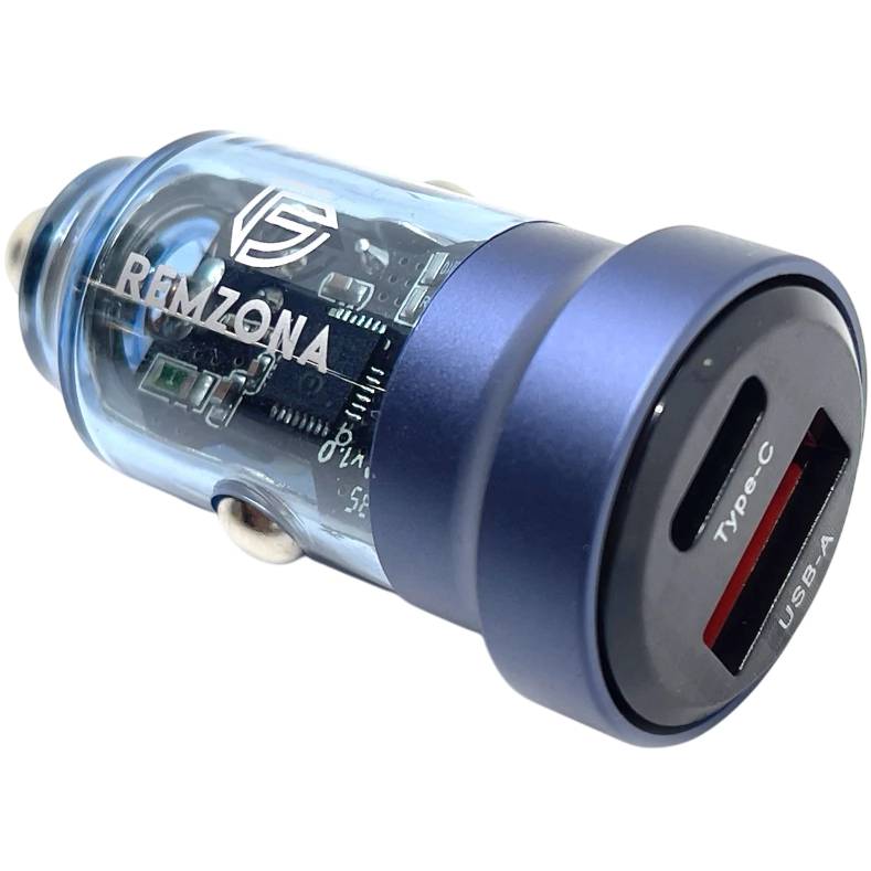 Автомобильное зарядное устройство REMZONA Treneas Acey 45W CCAC-03BL USB+Type-C 5A 45W Blue (6914067491227)