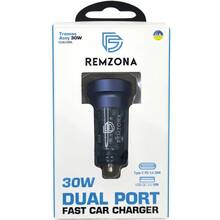 Автомобильное зарядное устройство REMZONA Treneas Acey 30W CCAC-02BL USB+Type-C 3A 30W Blue (6914067491326)