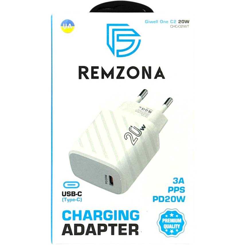 Внешний вид Сетевое зарядное устройство REMZONA Giwell One C2 CHC-02WT PD20W (6934067820247)