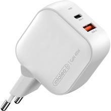 Зарядний пристрій INTALEO 48W GaN USB Type-C PD+USB-A QC 3.0 White (TCGQPD482)