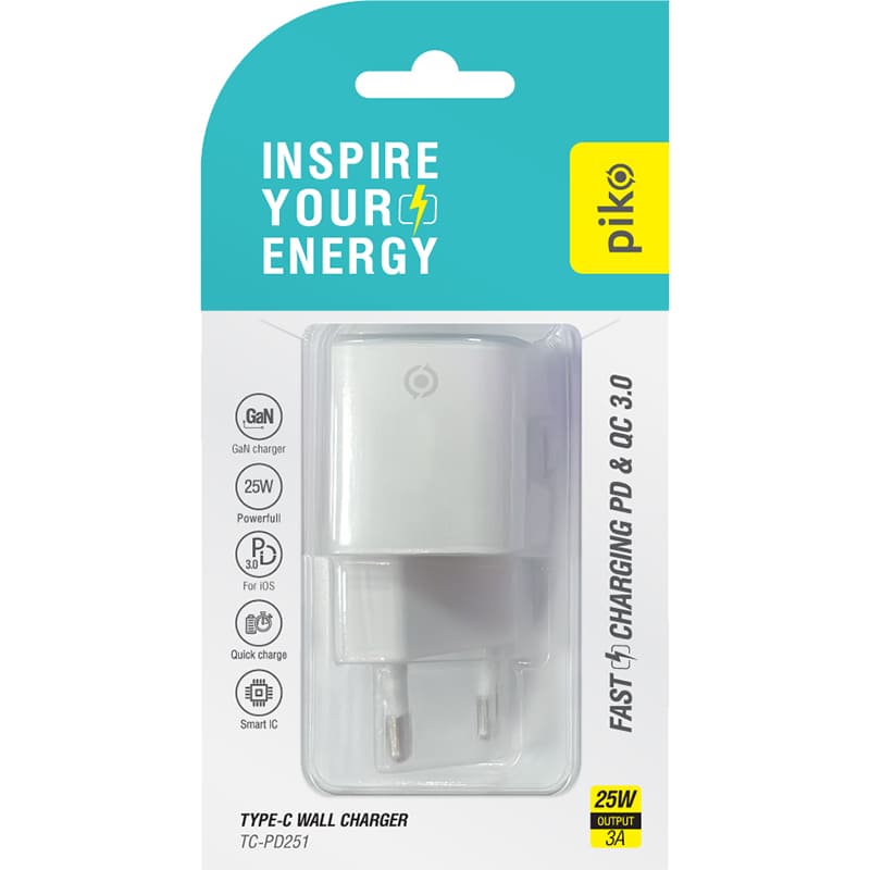 Сетевое зарядное устройство PIKO 25W GaN USB Type-C PD White (TC-PD251) Выходной разъем USB Type-C