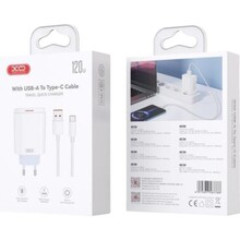 Зарядний пристрій XO L128U + кабель USB Type-C 1м White
