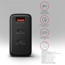 Сетевое зарядное устройство AXAGON 100W Black (ACU-DPQ100)