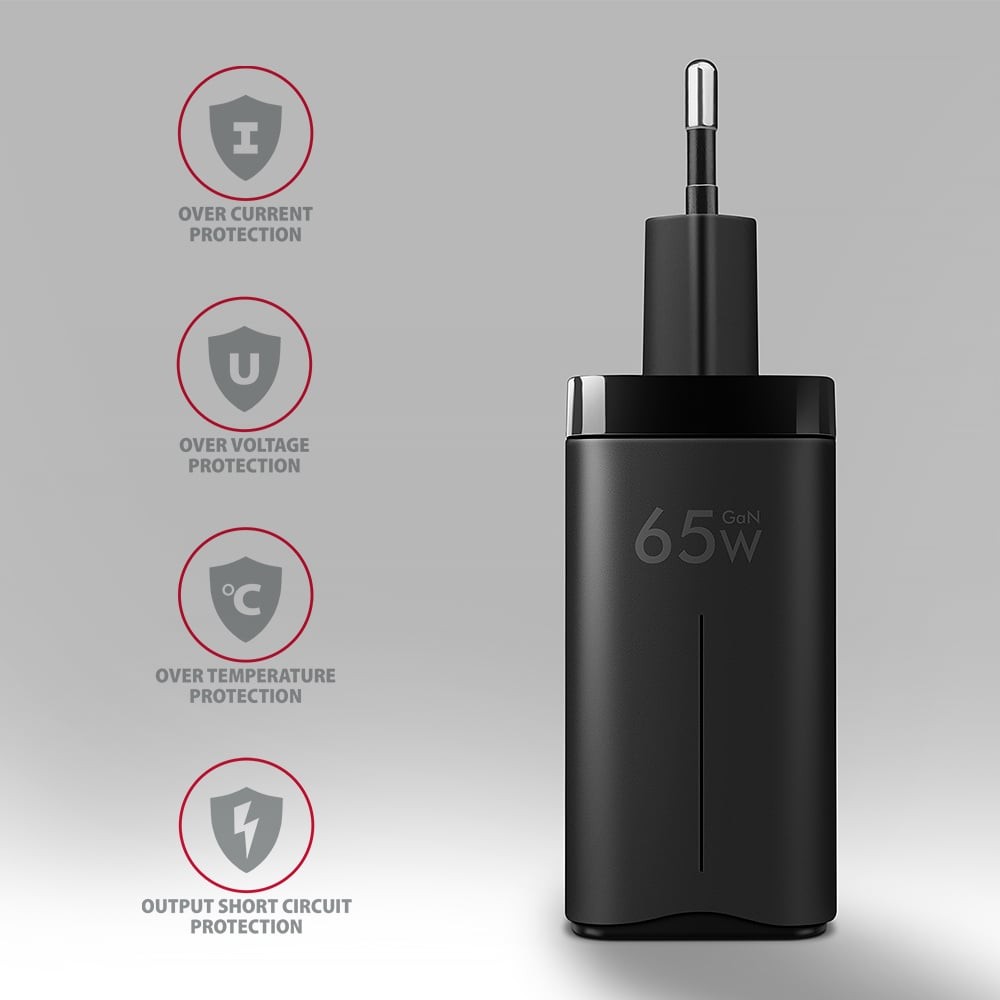 Сетевое зарядное устройство AXAGON 65W Black (ACU-DPQ65) Выходной разъем USB 